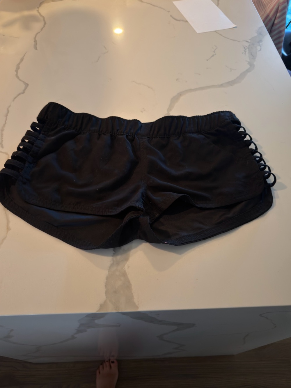 O'Neill Black Women's Athletic Swim Shorts with Side Ladder Detail